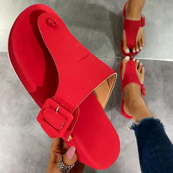 

women's sandals 2021 summer buckle slippers women platform female flip flops modern beach shoes dress, Black