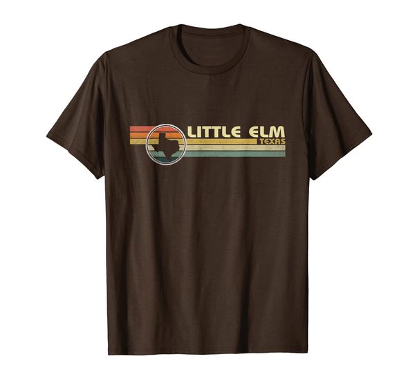 

vintage 1980s style little elm, tx texas t shirt, White;black