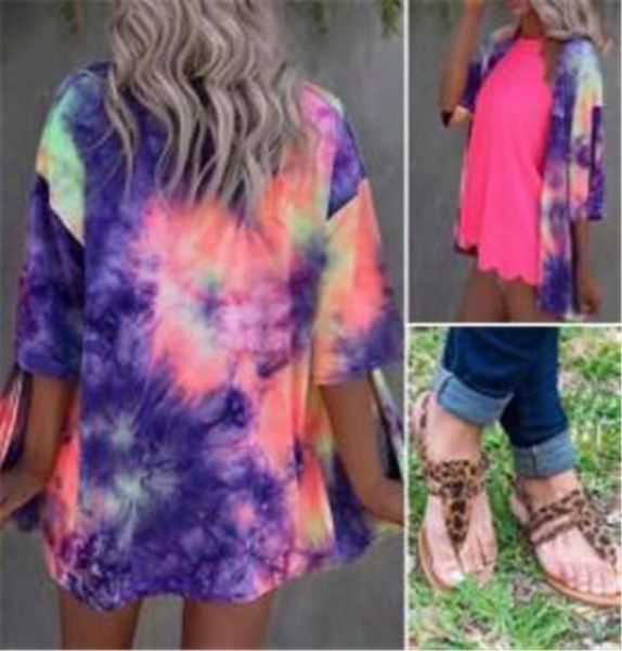 

tie-dye printing womens blouses summer fashion trend loose long sleeve colorful tee designer female cardigan casual shirtsclothing, White