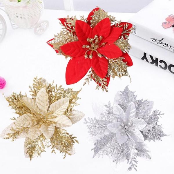 

christmas decorations poinsettia artificial flowers - tree decorative