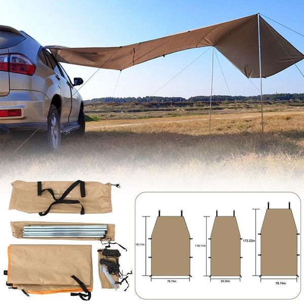 

parts car sun shade sail canopy, portable camping side awning waterproof uv roof tent for outdoor, suv, caravan