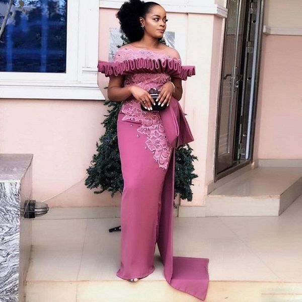 

african evening dresses elegant long pleated sheath robe de soiree abendkleider beads formal evening gowns appliques tail, Black;red