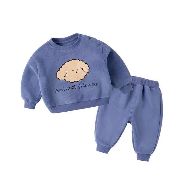 

clothing sets 2021 children's set toddler girl baby boy cartoon t-shirt clothes + pants 2-piece suit winter, White