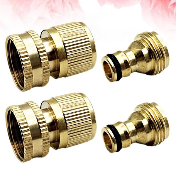 

watering equipments 2 sets garden hose brass quick connector fitting water connectors 3/4 inch external thread female and internal