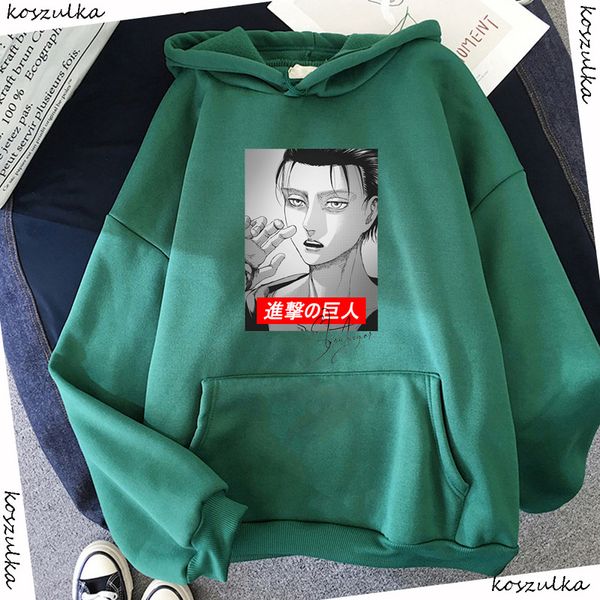 

2021 anime hoodie attack on titan hooded long sleeve soft streetwear breathable sweatshirt women's sports green top, Black