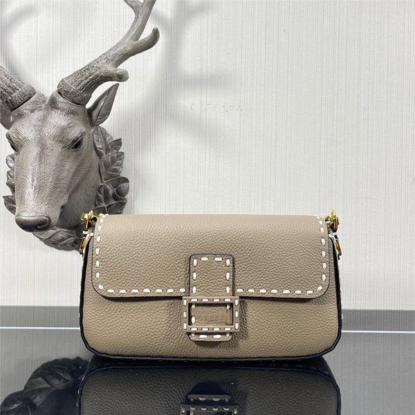 

crossbody bag women baguette handbags shoulder bags cowhide leather classic square buckle plain messenger bags handbag purse