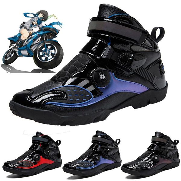 

cycling footwear motorcycle shoes anti-skid boots off-road protective breathable locomotive machete travel men, Black