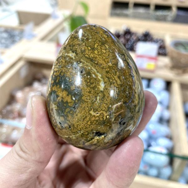 

decorative objects & figurines natural polished ocean jasper eggs for healing stone specimen reiki home decoration random delivery