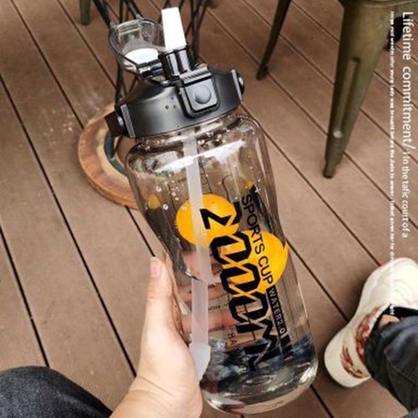 

mugs 1pcs 1500ml/2000l large capacity bicycle water bottles with straw and lid creative hiking camping plastic bpa space