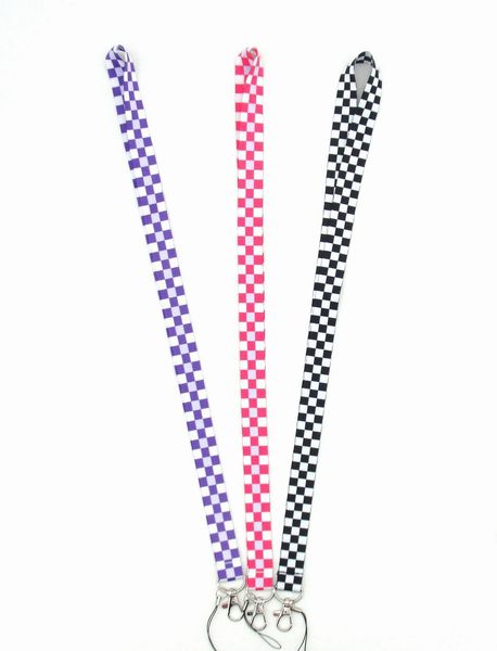 

20pcs grid lanyard straps keychain for keys badge id cell phone key rings neck accessories