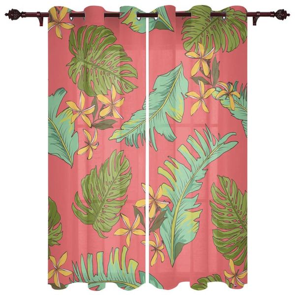 

luxury modern window curtains banana leaf flower hawaii bedroom living room dining translucent beautiful curtain & drapes