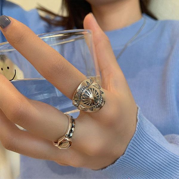 

wedding rings 925 sterling silver 2 pcs set ins fashion creative geometric birthday party jewelry gifts wholesale, Slivery;golden