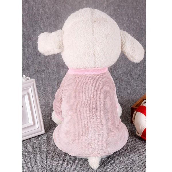 

dog apparel pet wear clothes with 4-legged solid color pajamas warm flannel jumpsuit winter button coat