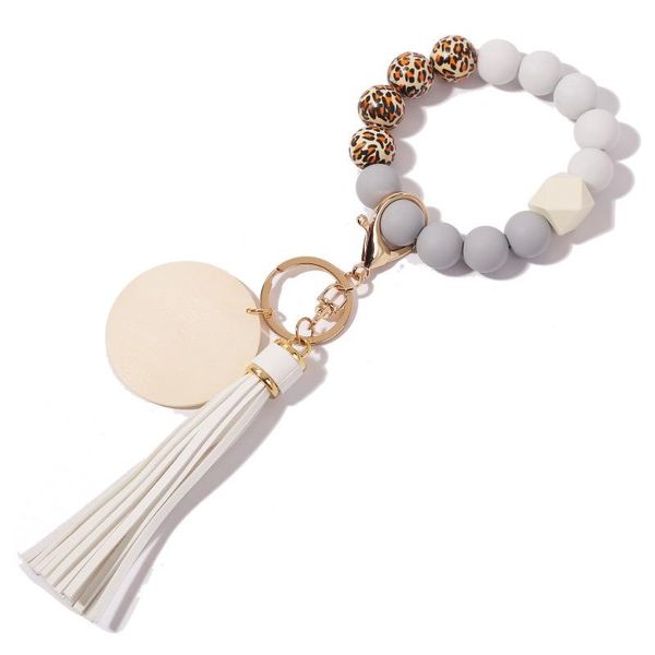 

keychains leopard beads keychain for keys tassel charms car accessories multicolor silicone women christmas gift, Silver