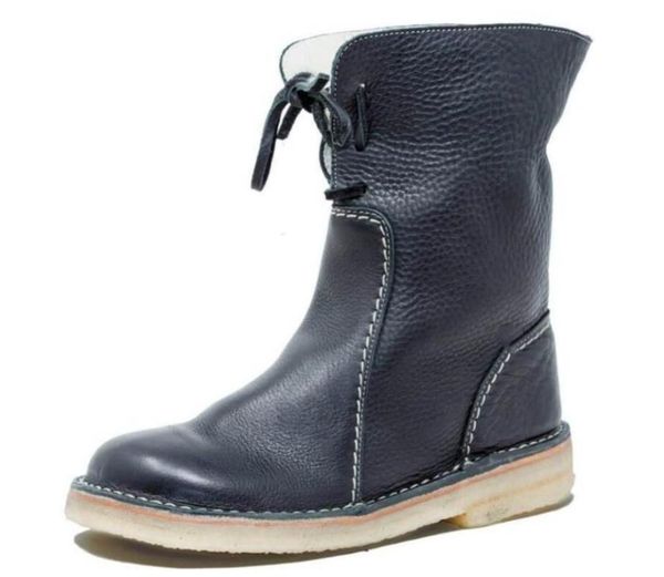 

boots fashion genuine leather short original ankle warm women's flat, Black