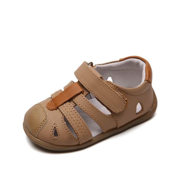 

sandals toddler boy close toe genuine leather breathable kids with arch support, Black;red