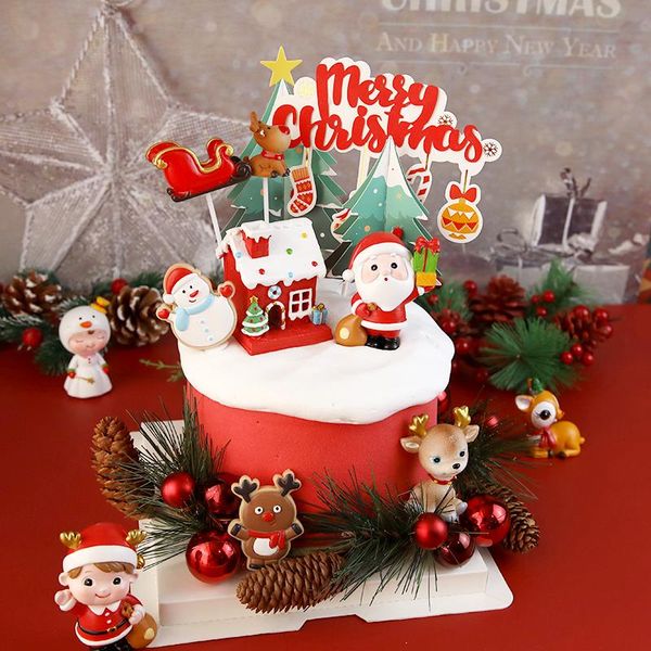 

colourful fashion cartoon christmas cake ornaments santa claus deer snowman xmas ers decoration love gifts other festive & party supplie
