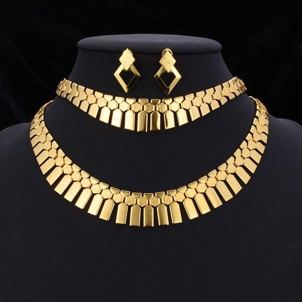 

earrings & necklace collare african jewelry sets for women wedding party gold/silver color tassels bracelet wholesale s258