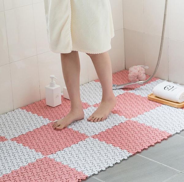 

bath mats tpr plastic shower mat floor kitchen bathroom balcony door non-slip diy patchwork cut carpet multicolor