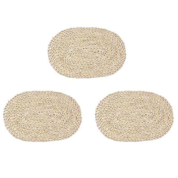 

mats & pads nature placemats rope table mats,3 pcs oval heat insulation non-slip corn woven placemat for home,office,etc