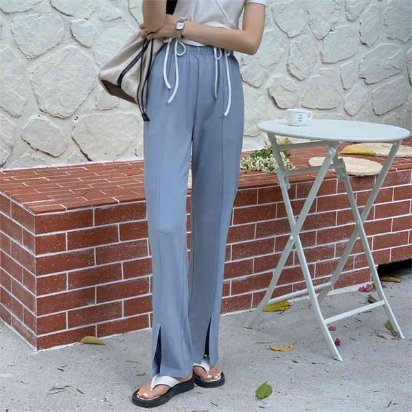 

women's pants & capris hzirip pants korean style, blue, plus size, high waist, thin, stylish, , wide, straight, divided, casual, femini, Black;white