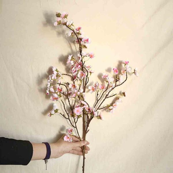 

artificial flower cherry spring plum peach blossom branch 74cm silk tree bud for wedding party decors decorative flowers & wreaths