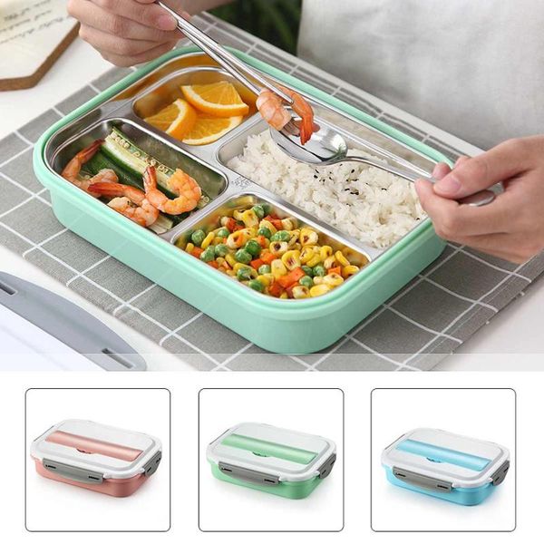 

dinnerware sets portable 304 stainless steel lunch box japanese style 4 compartment bento kitchen leakproof container