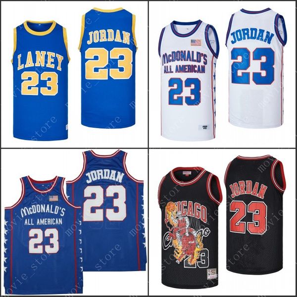 

men's laney high school 23 mcdonald's all american michael basketball jersey stitched, Black;red