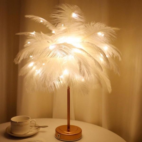 

party decoration led feather lamp dandelion copper wire ins table net red romantic room remote control night