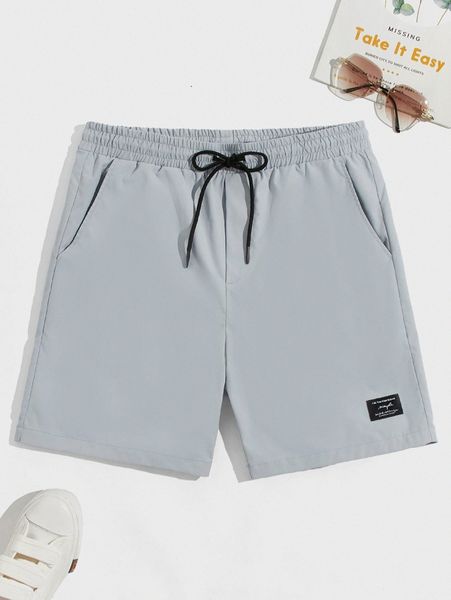 

men slogan patched tie waist shorts p0rw#, Black