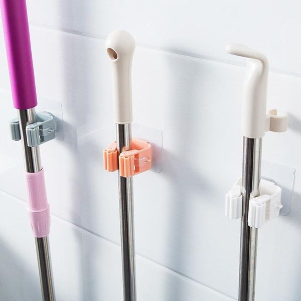 

hooks & rails adhesive multi-purpose wall mounted mop organizer holder rack broom hanger hook kitchen bathroom strong