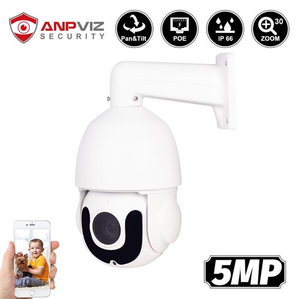 

anpviz 5mp poe ptz ip camera super hd 30x optical zoom outdoor/home security cam ir distance 50m h.265 motion detection cameras