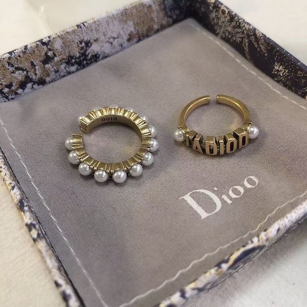 

special offer dijia 2021 new east gate opening pearl brass fashion ring, Golden