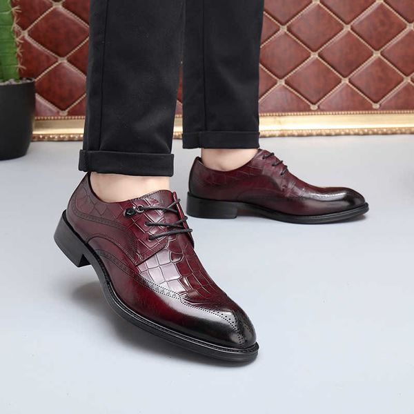 

men's leather shoes block carved business autumn men's british formal, Black