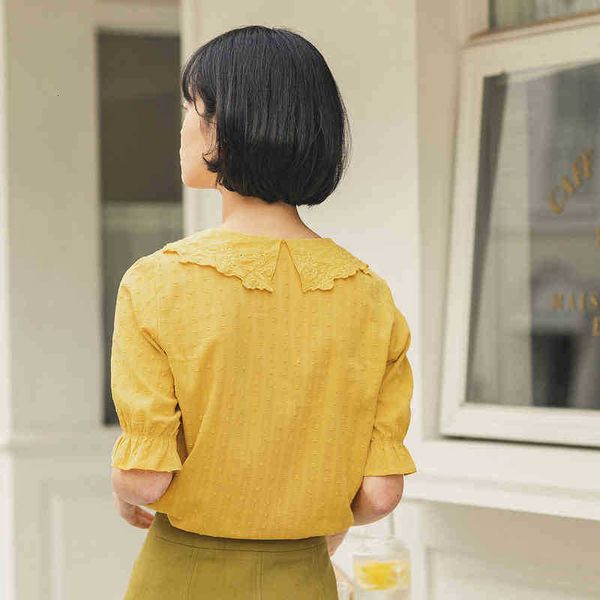 

women's blouses & shirts blouses summer short sleeve doll collar literary embroidered sweet blouse k2iy, White