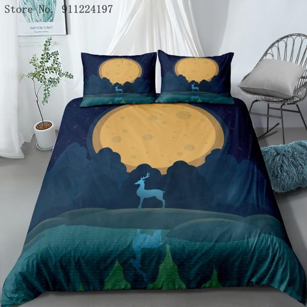 

bedding sets simple landscape printing quilt cover set creative design single double  king 2/3pcs bedroom decor