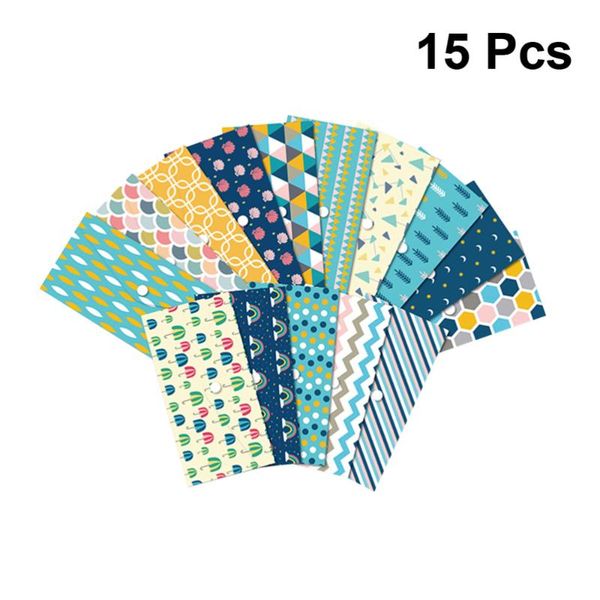 

15pcs snap-fastener style cash envelopes fresh money budget with sheets gift wrap