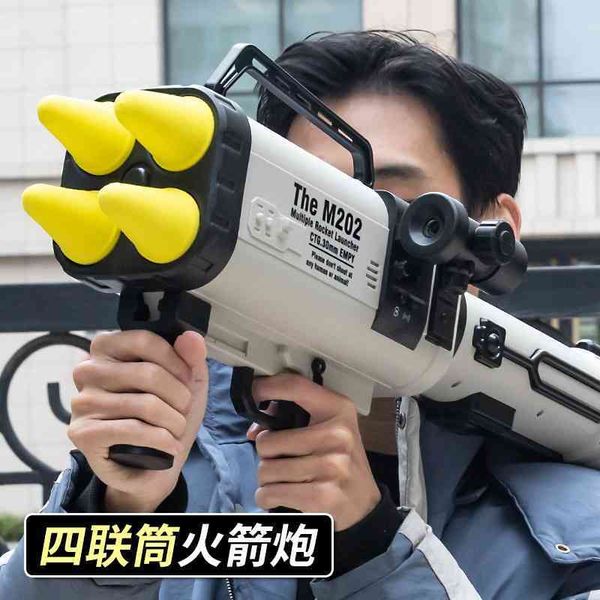 

four barrel rocket launcher super large electric continuous soft bullet toy simulation chicken eating boy gun children