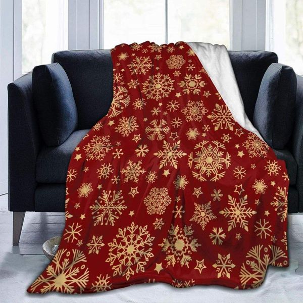 

christmas vintage snowflakes winter flannel fleece throw blankets 60"x50" living room bedroom sofa couch warm soft bed blanket