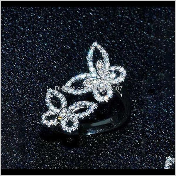 

jewelrycharm butterfly rings fashion adjustable design hollow fine jewelry are unusual female wedding party luxury finger ring drop delivery, Slivery;golden