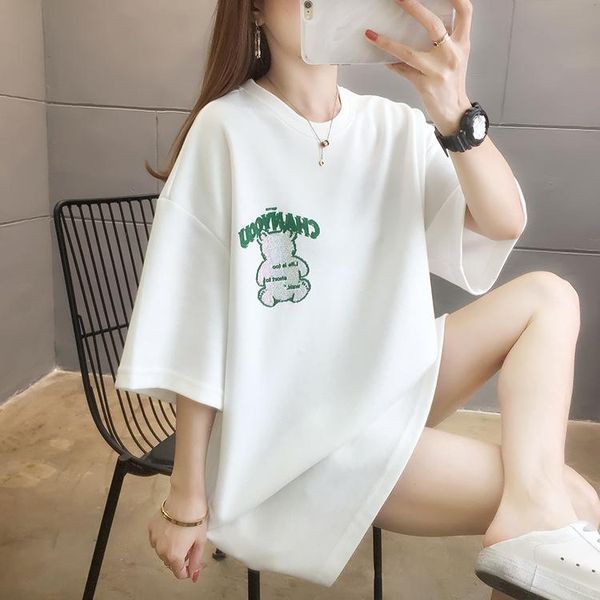 

women's t-shirt kekeplus store casual loose comfortable cotton t-shirts for women short sleeve summer tee ladies basic plus size shirt, White