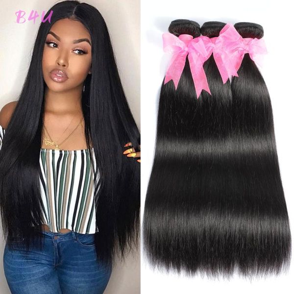 

human hair bulks b4u straight bundles brazilian remy weave deals 1/3/4 pcs for women natural extensions, Black