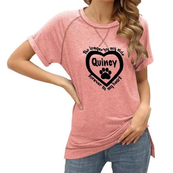 

women t-shirt no longer by my side forever in heart letters heart-shaped print loose short sleeves women's, White