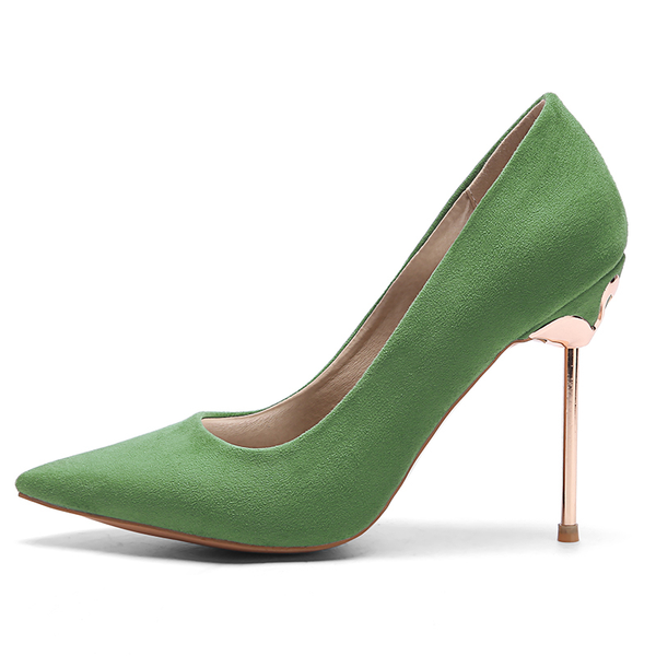 

dress shoes classic women heels elegant pumps flock green red heeled woman office party wedding shoe large size, Black