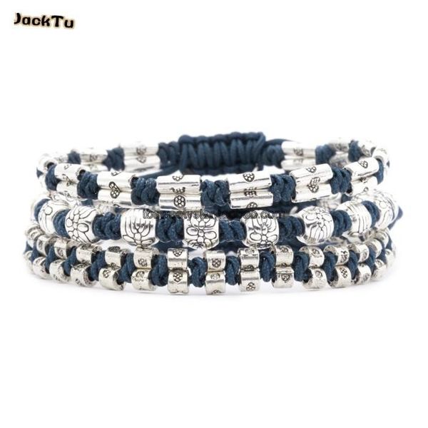 

tennis dark blue nylon handmade knotted wrap bracelet sports, Golden;silver