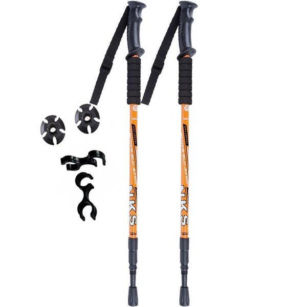 

trekking poles 2pcs/set anti adjustable aluminum hiking ultralight walking canes with rubber tips protectors