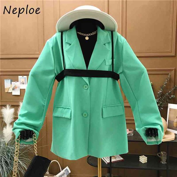 

neploe turn down collar long sleeve single breast blazer women fashion camis patchwork work style ol jacket spring coat feminino 210423, White;black