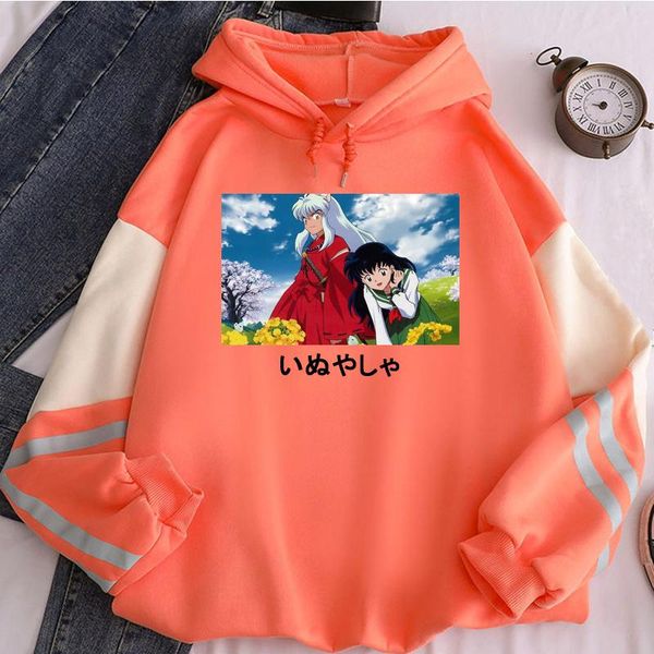 

men's hoodies & sweatshirts 2021 japan kawaii manga inuyasha hoodie sweatshirt long sleeve men/women pullovers streetwear harajuku uni, Black