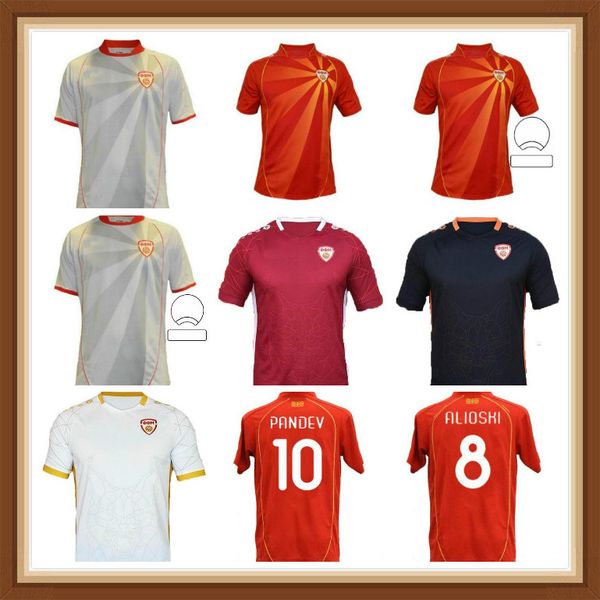 

north macedonia soccer jersey pandev 2021 2022 nation team home and away jahovic alioski ibraimi men football shirt, Black;yellow