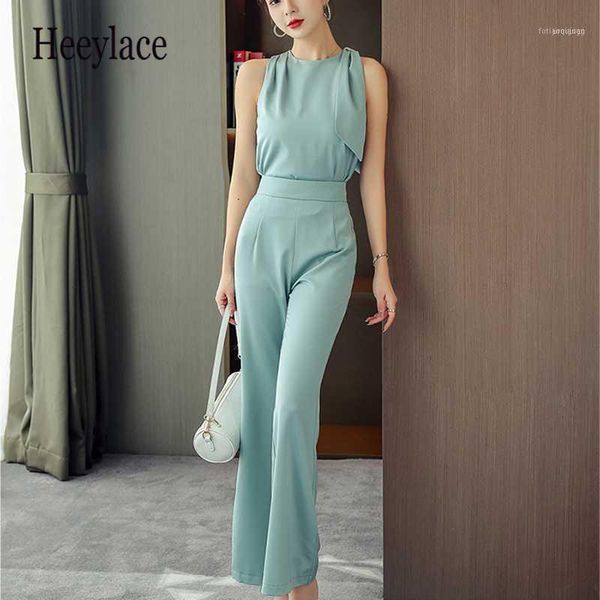

summer office lady slevessess and trouses women business 2 piece pants set stylish elegant formal suit1, Gray